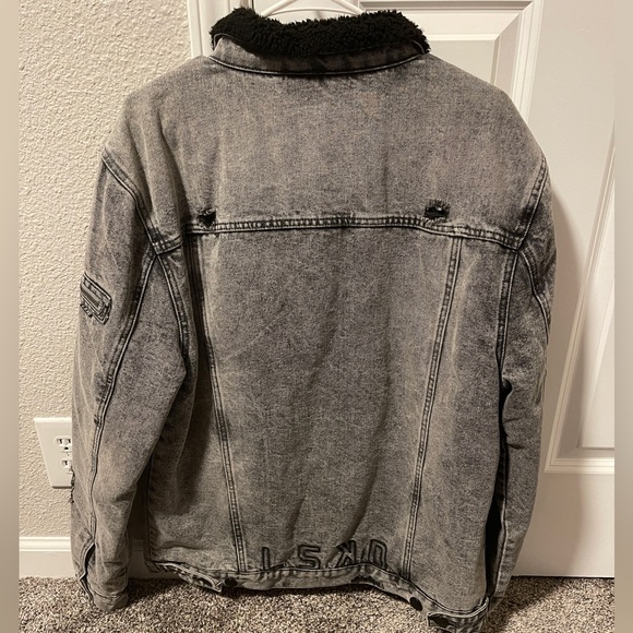 LSKD Unisex Tibetan Jacket- Grey Snow, size Medium, Sherpa lined - Picture 2 of 5